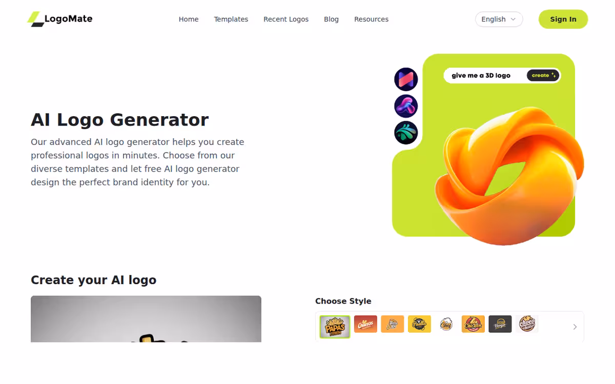 LogoMate homepage screenshot
