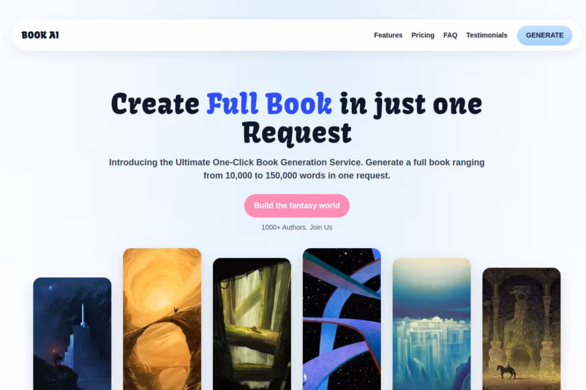 Book AI homepage screenshot