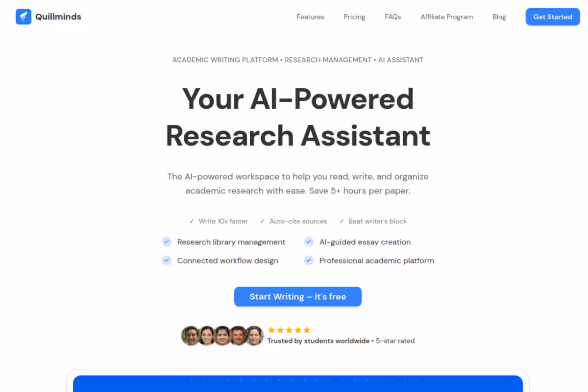 Quillminds homepage screenshot