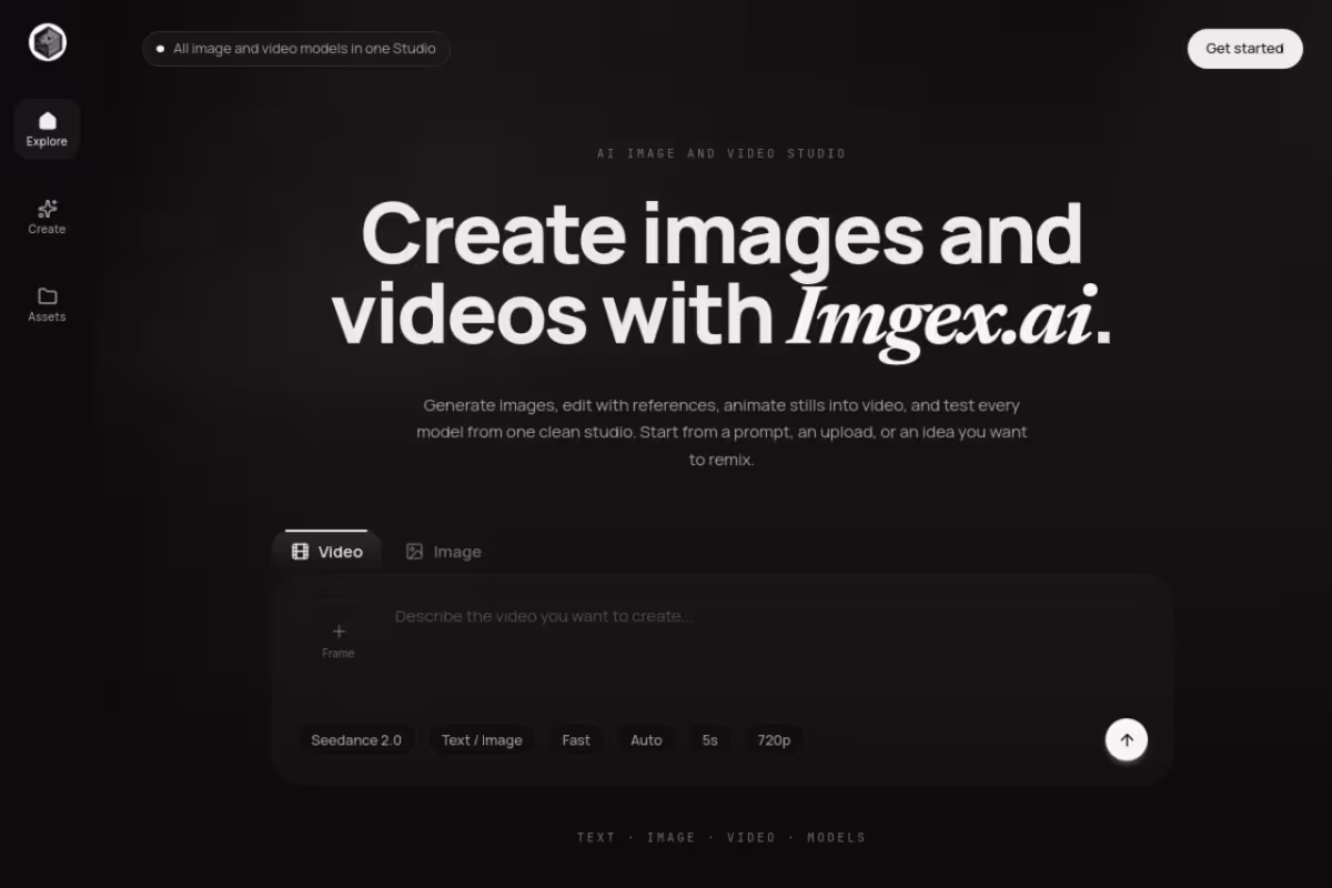Imgex.ai AI Image and Video Generator homepage screenshot
