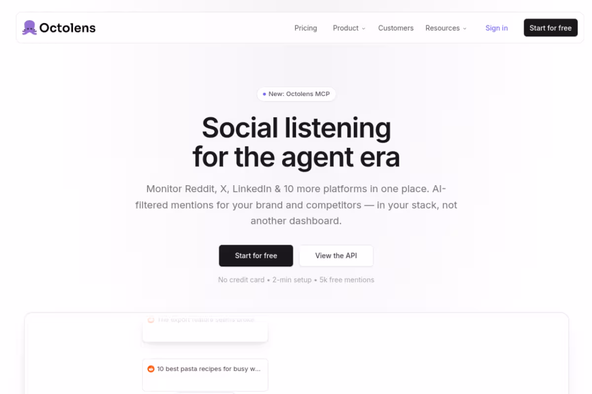 Octolens homepage screenshot