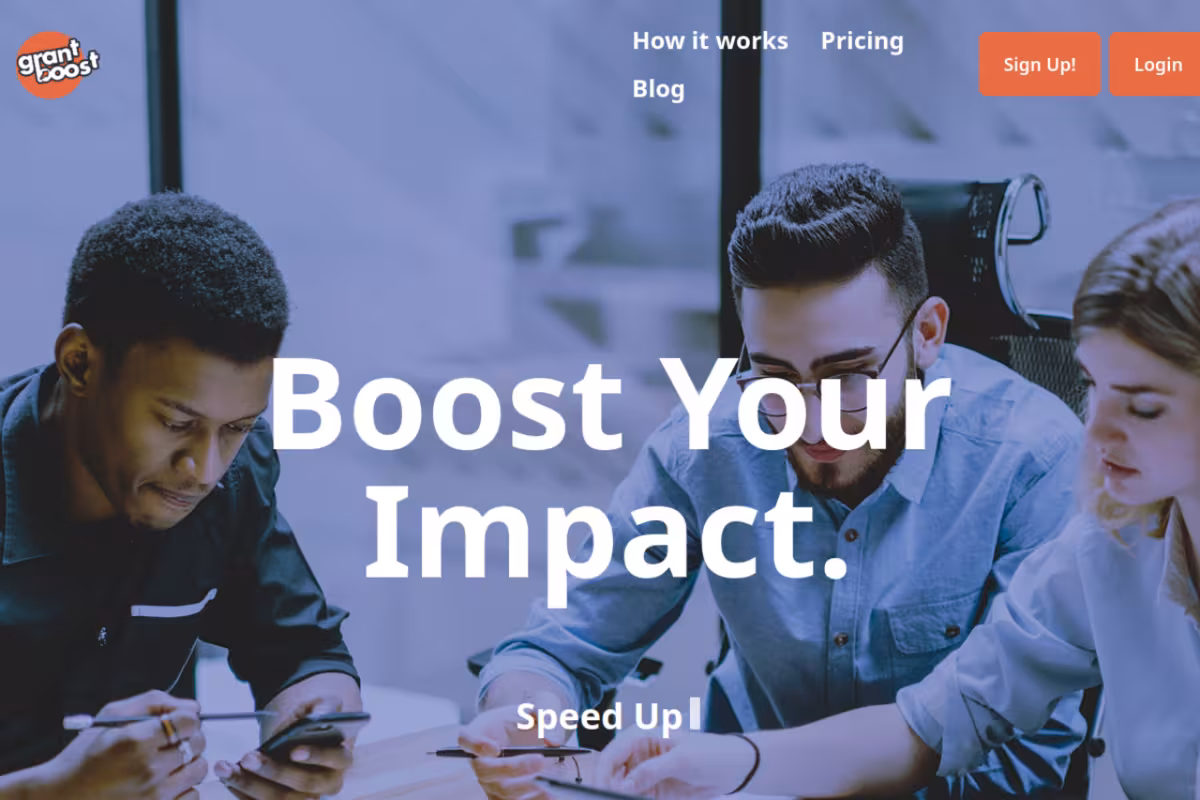 Grantboost homepage screenshot
