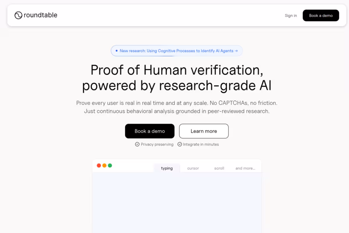 Roundtable homepage screenshot