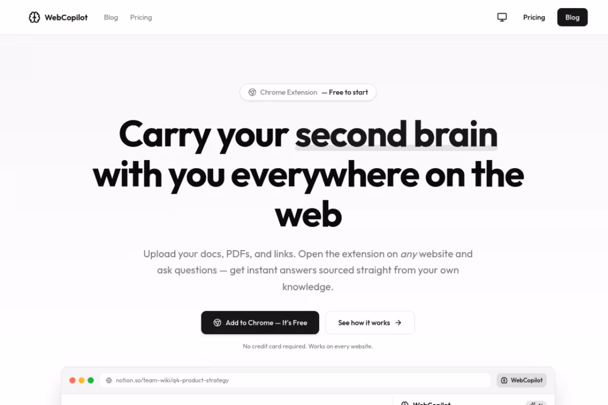 WebCopilot homepage screenshot