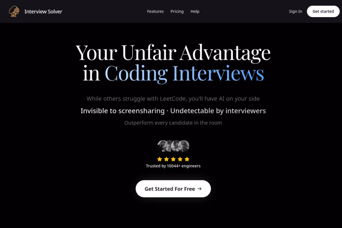 Interview Solver homepage screenshot