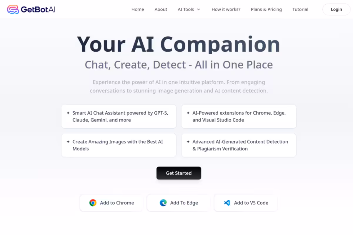 GetBot homepage screenshot