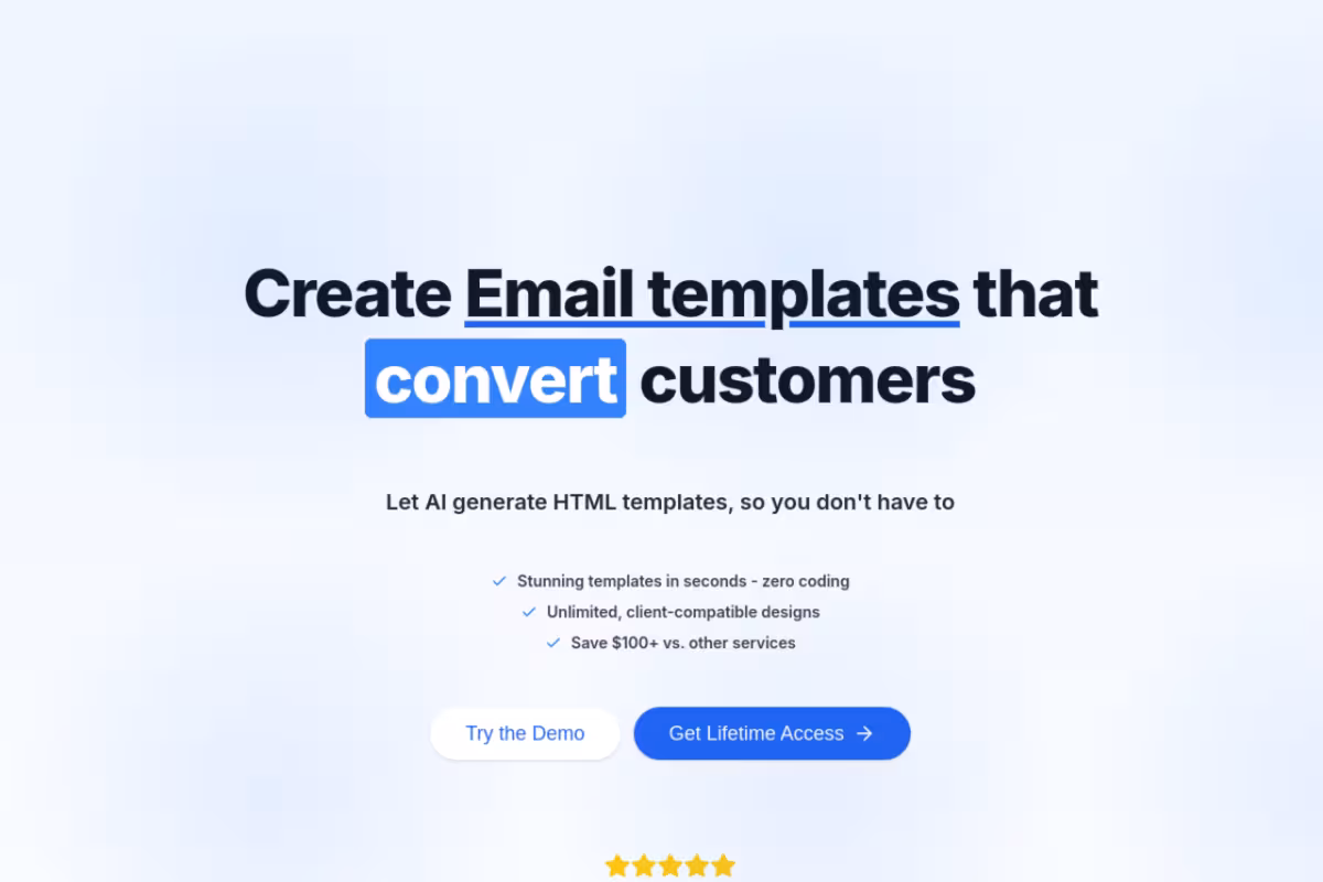 HTML Email homepage screenshot