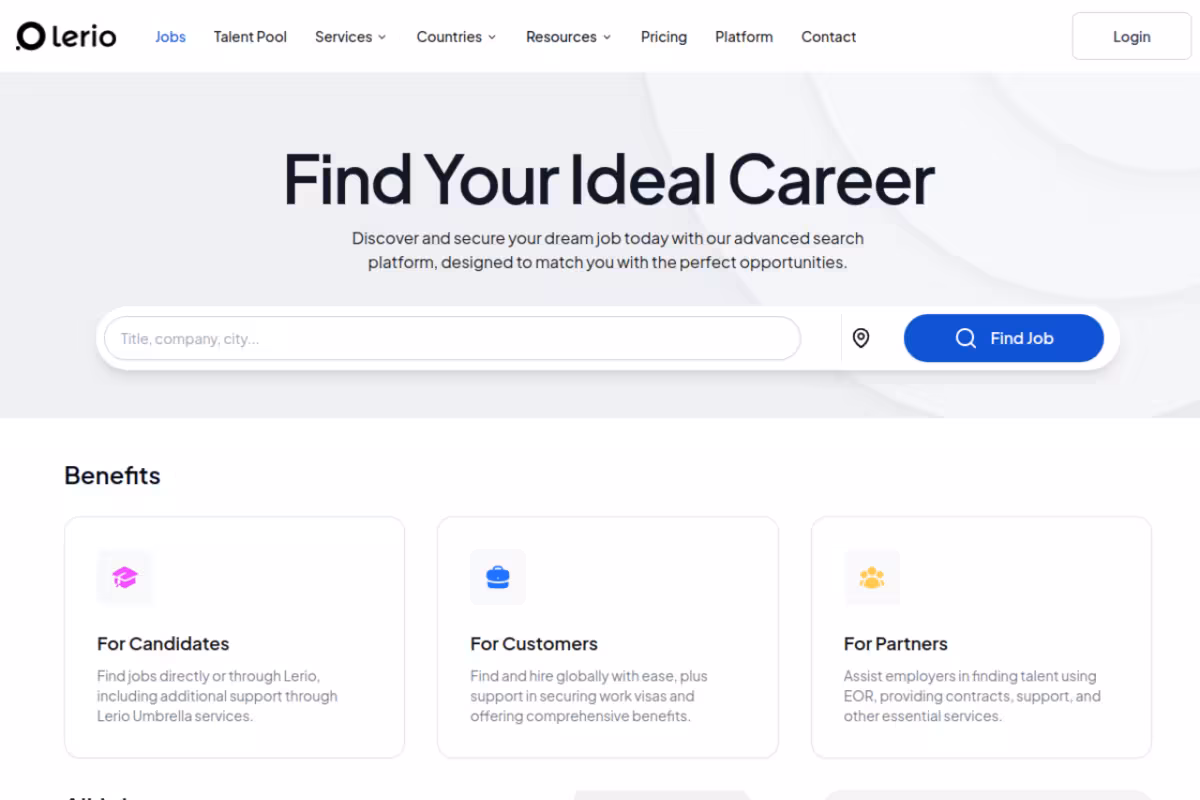 Lerio homepage screenshot