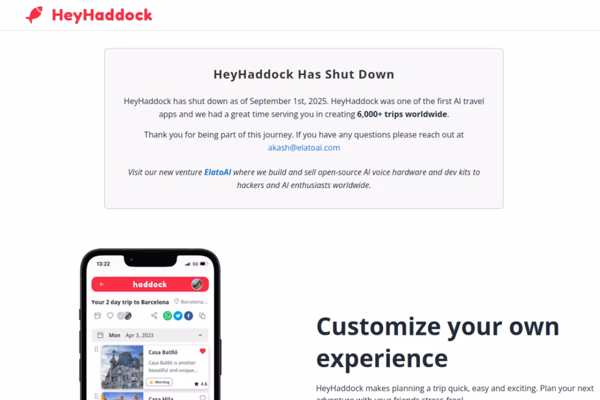 Your next trip homepage screenshot