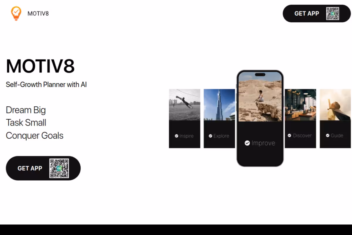 Motiv8 homepage screenshot