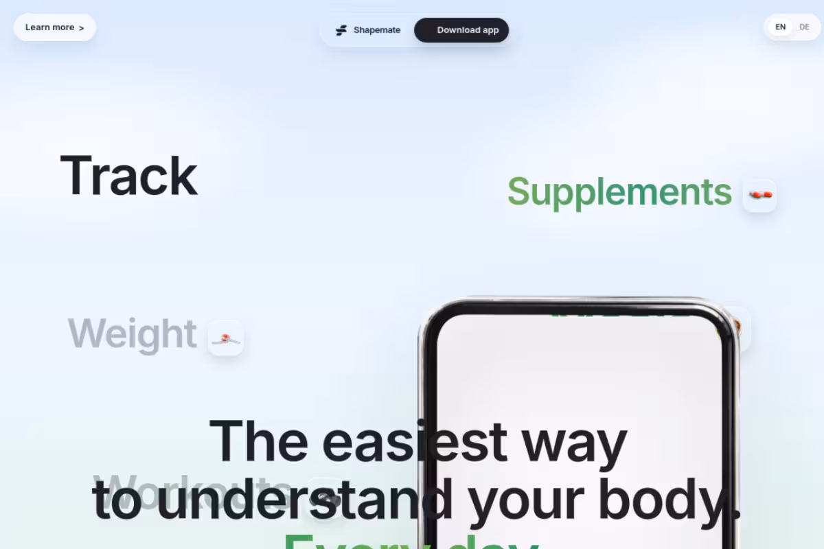 Shapemate homepage screenshot