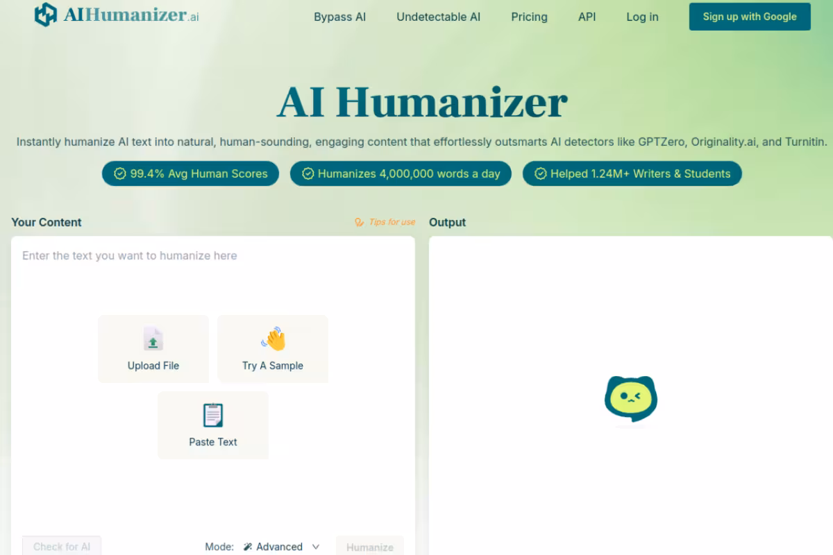 AIHumanizer.ai homepage screenshot
