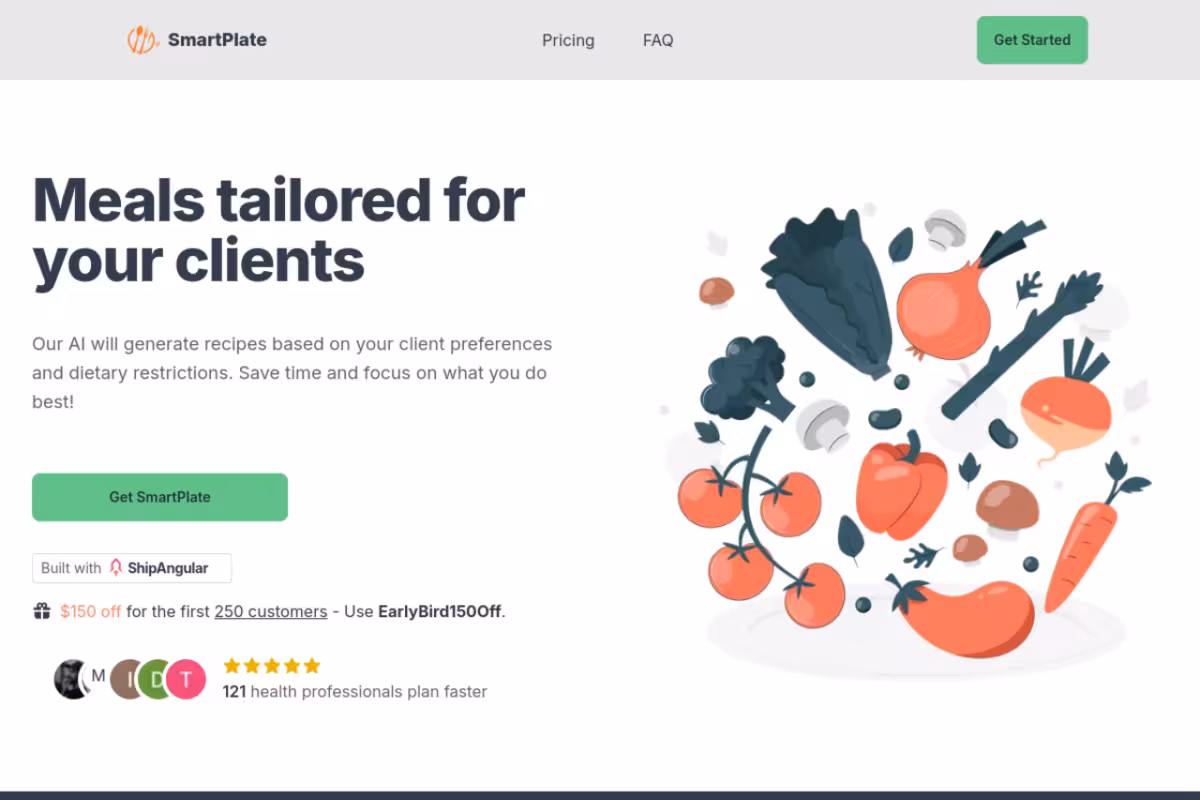 SmartPlate homepage screenshot