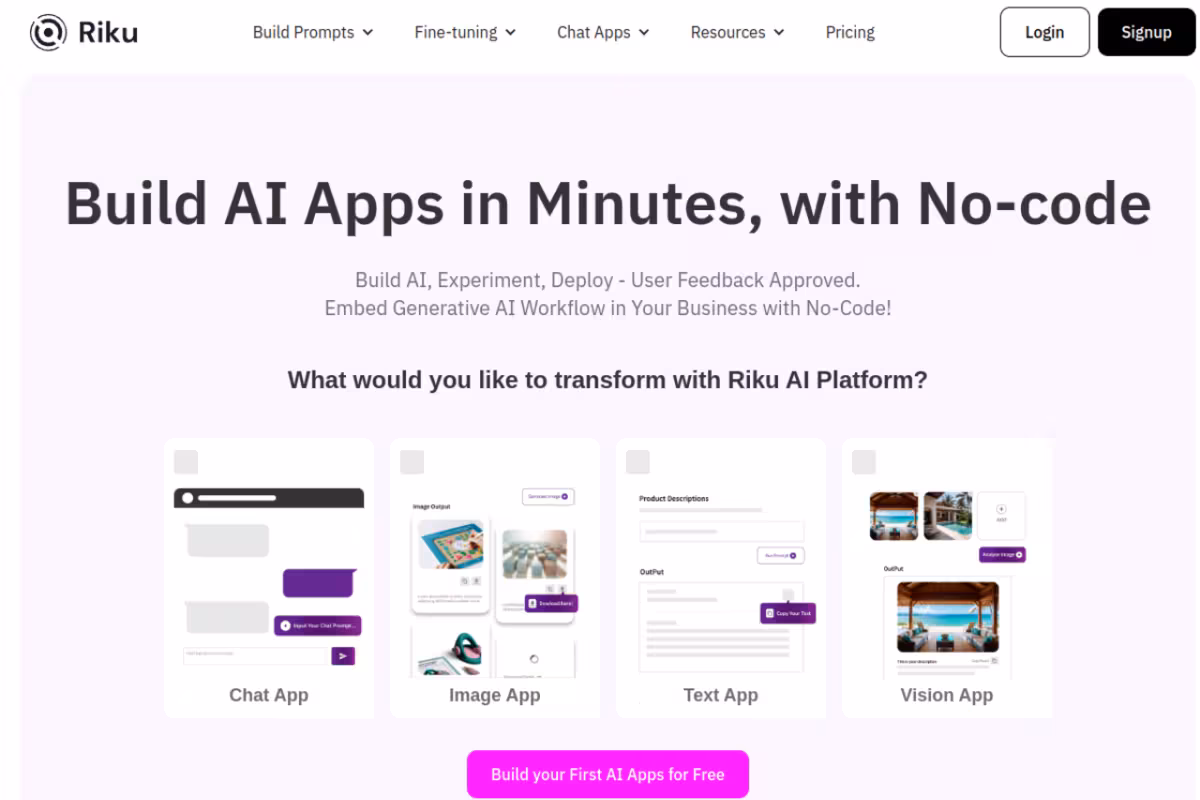 Riku.AI homepage screenshot