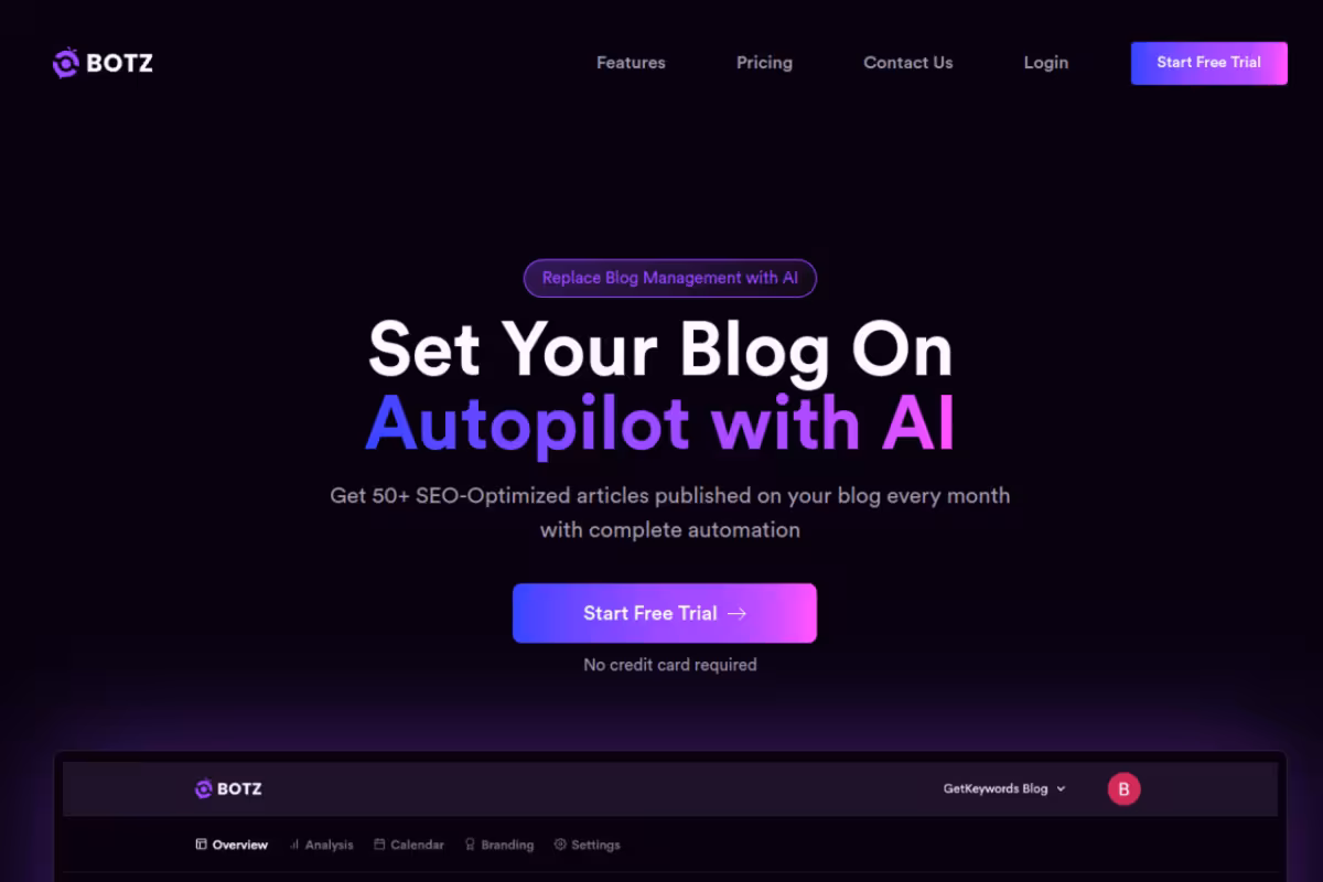 GetBotz homepage screenshot