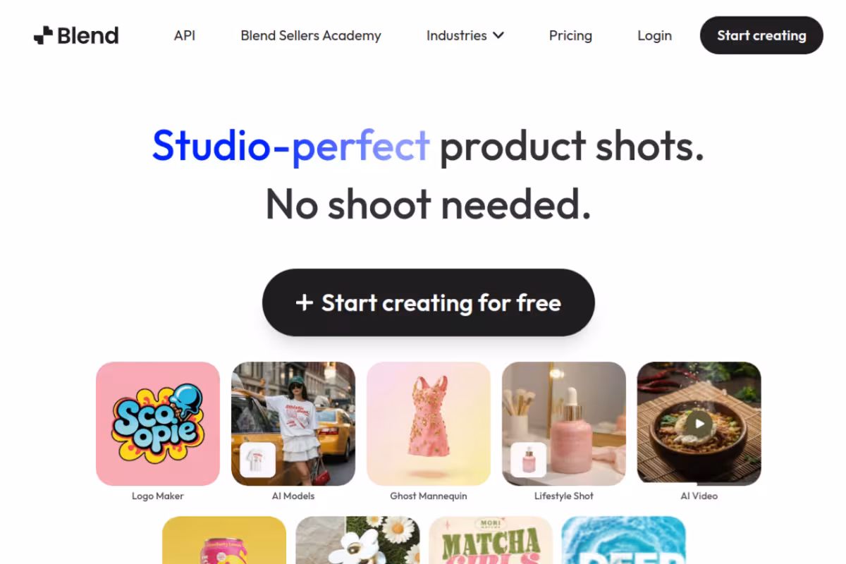 Blend homepage screenshot
