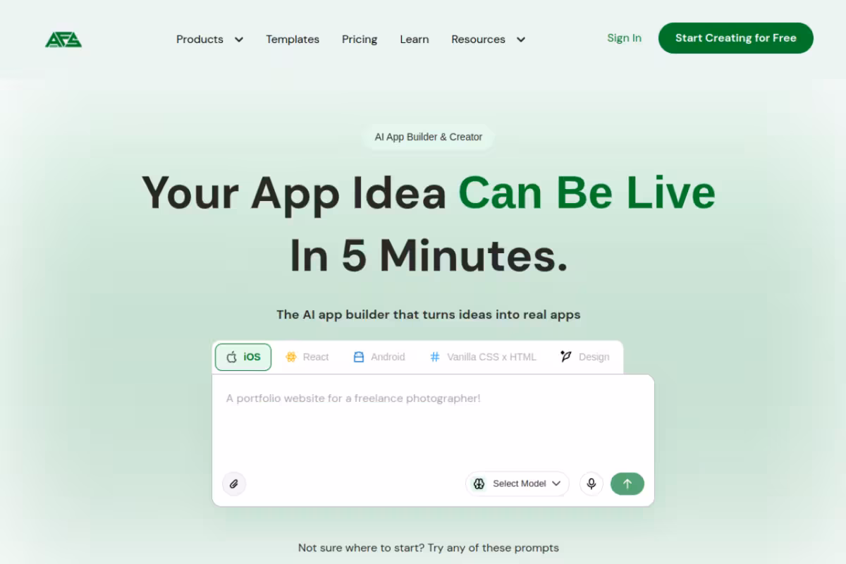 AppForceStudio homepage screenshot