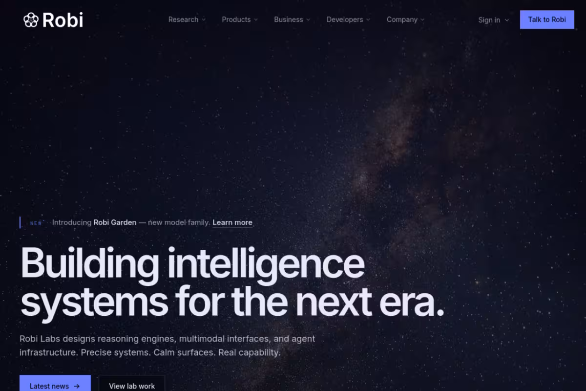 Robi Labs homepage screenshot