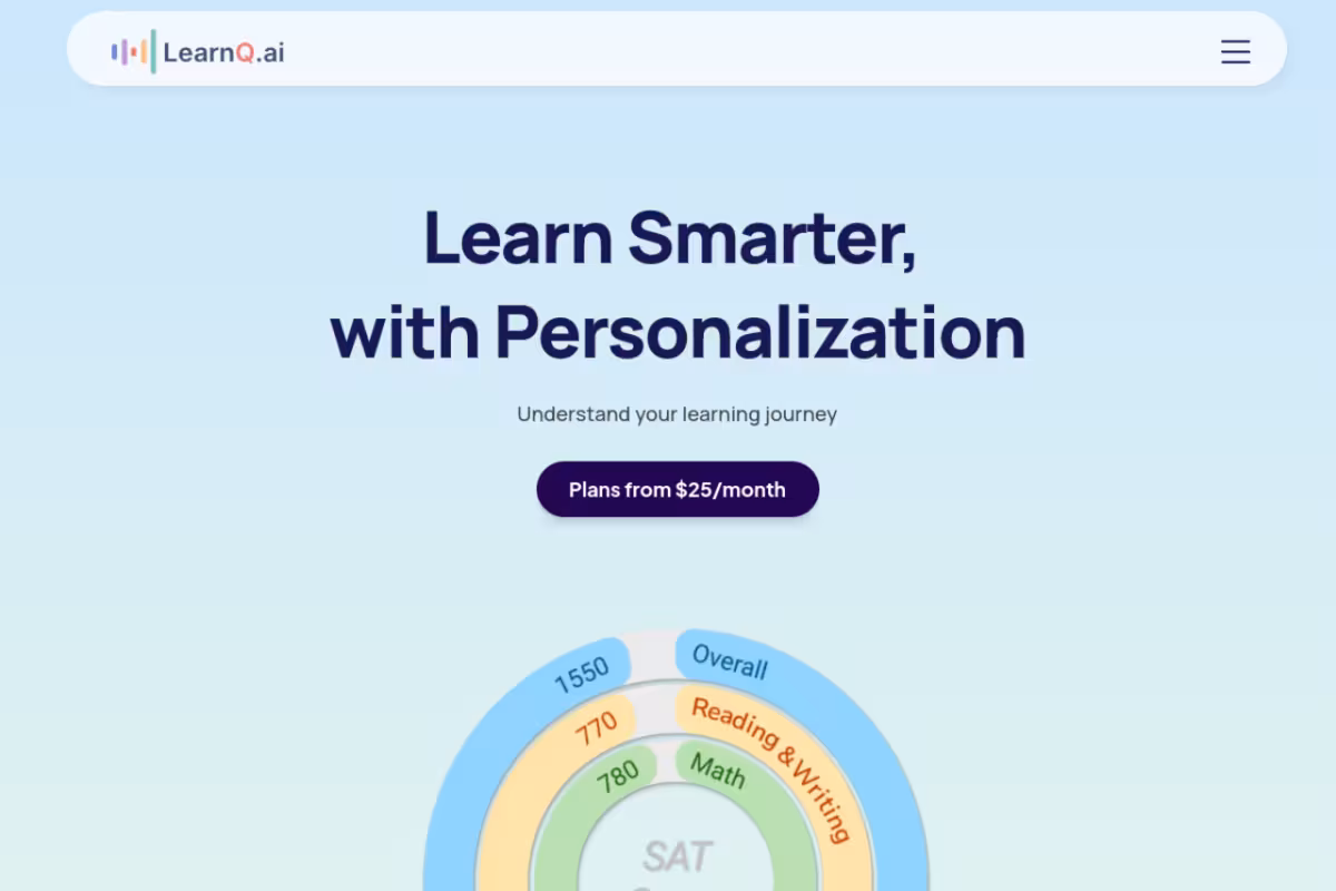 LearnQ.ai homepage screenshot