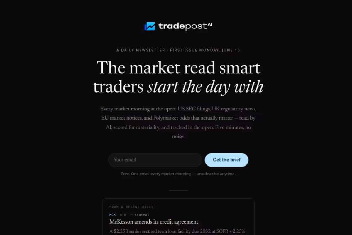 Tradepost.ai homepage screenshot