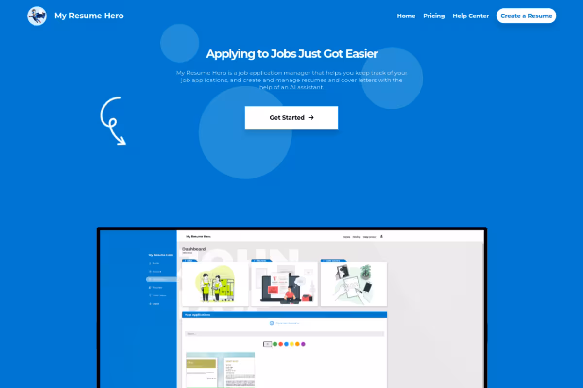 My Resume Hero homepage screenshot