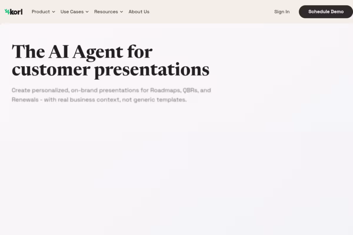 Korl homepage screenshot