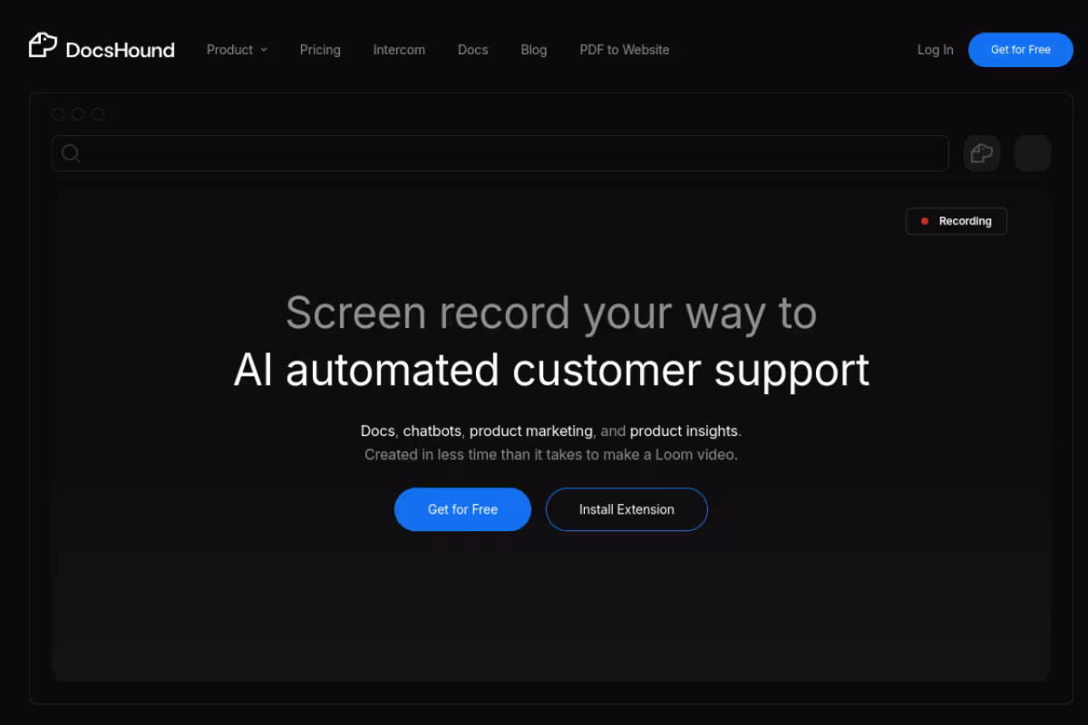 DocsHound homepage screenshot