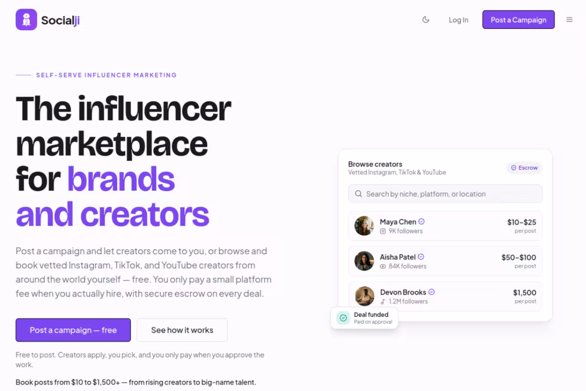Socialji homepage screenshot