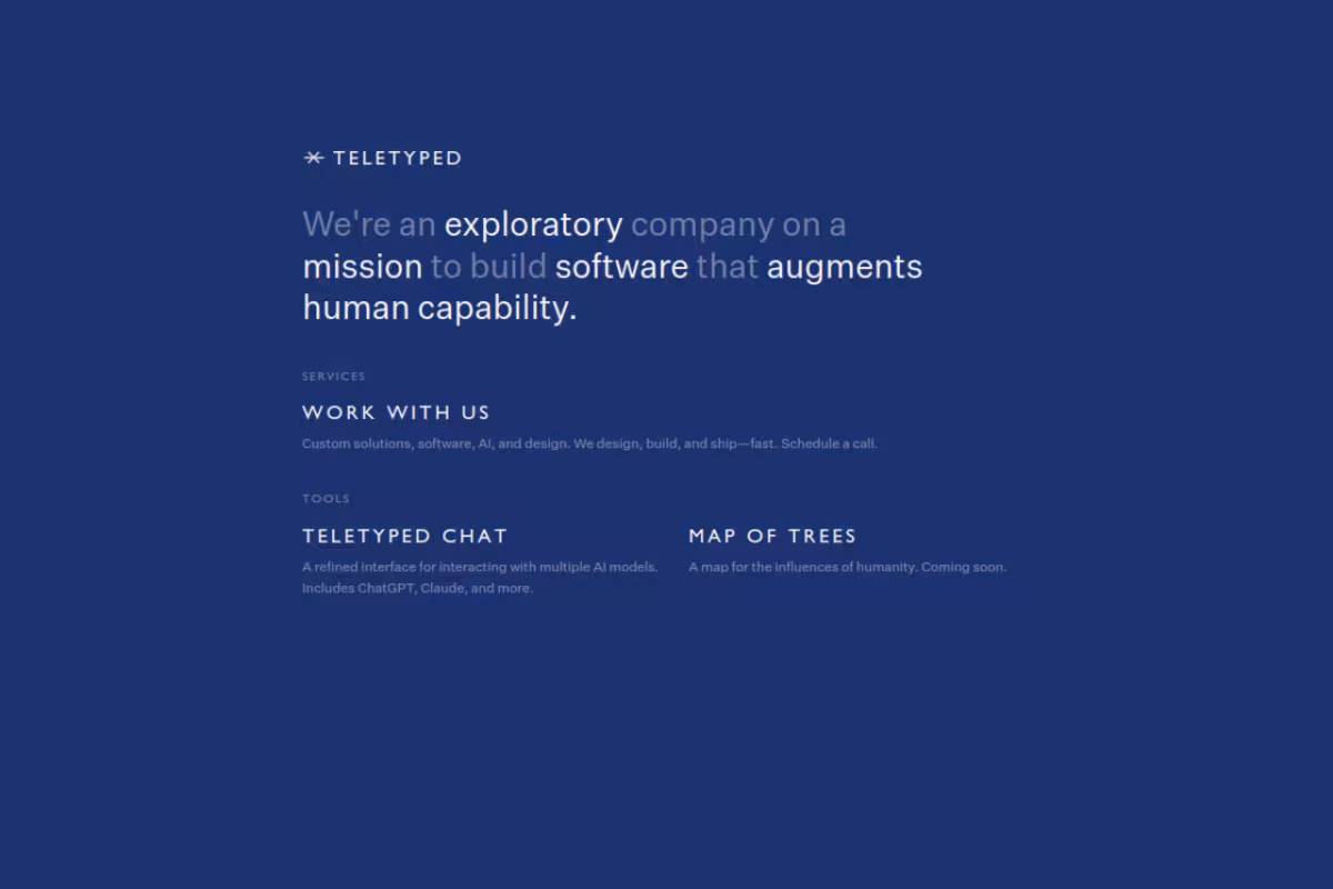 Teletyped homepage screenshot
