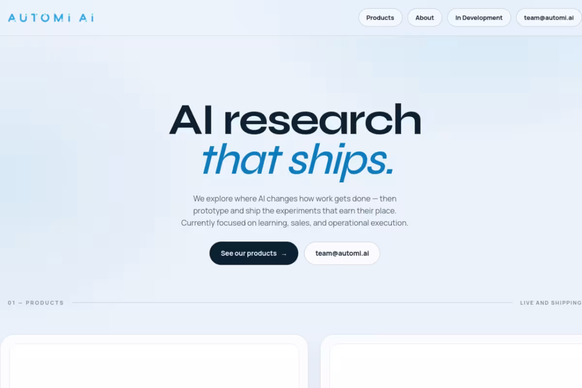 Automi AI homepage screenshot