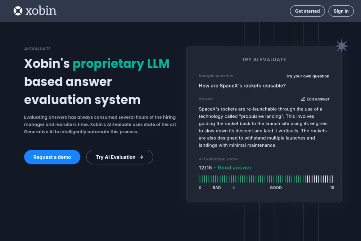 Xobin AI Evaluate homepage screenshot