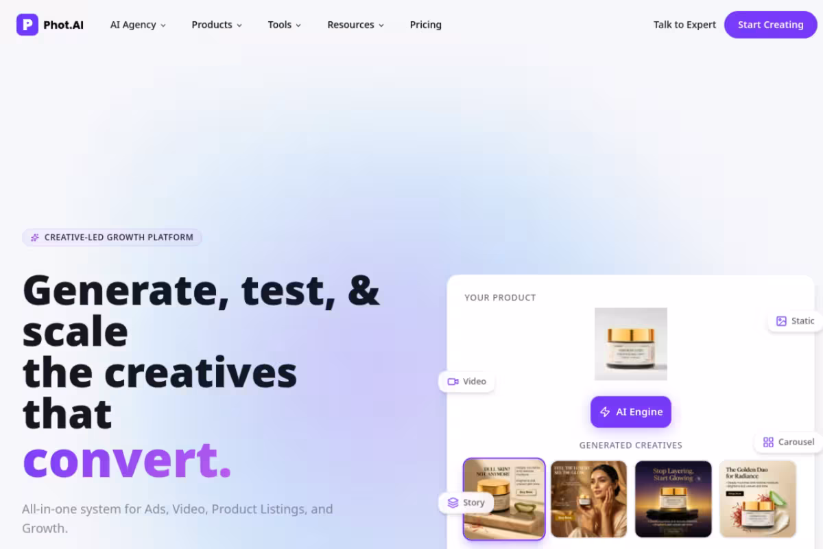Phot.AI homepage screenshot
