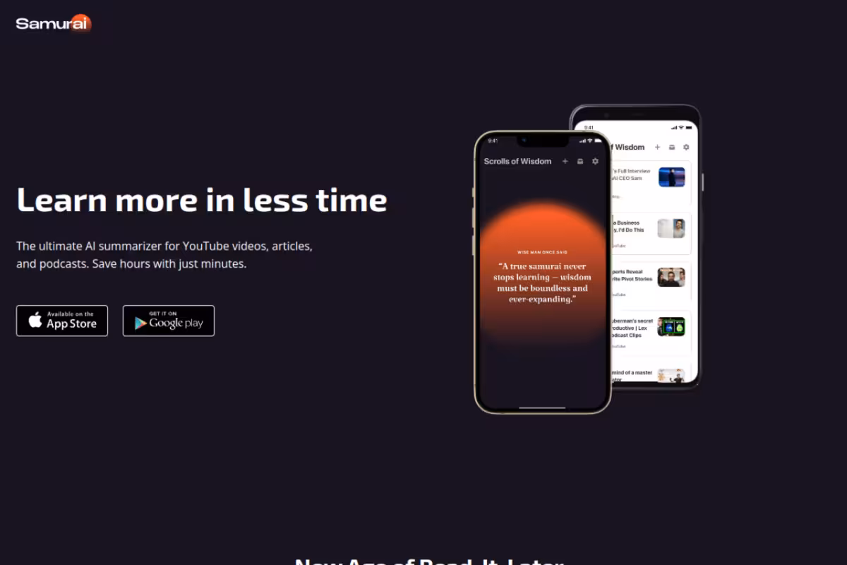Samurai AI homepage screenshot