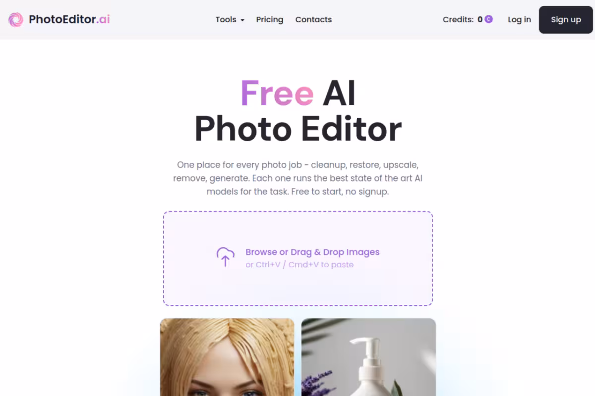 PhotoEditor.ai homepage screenshot