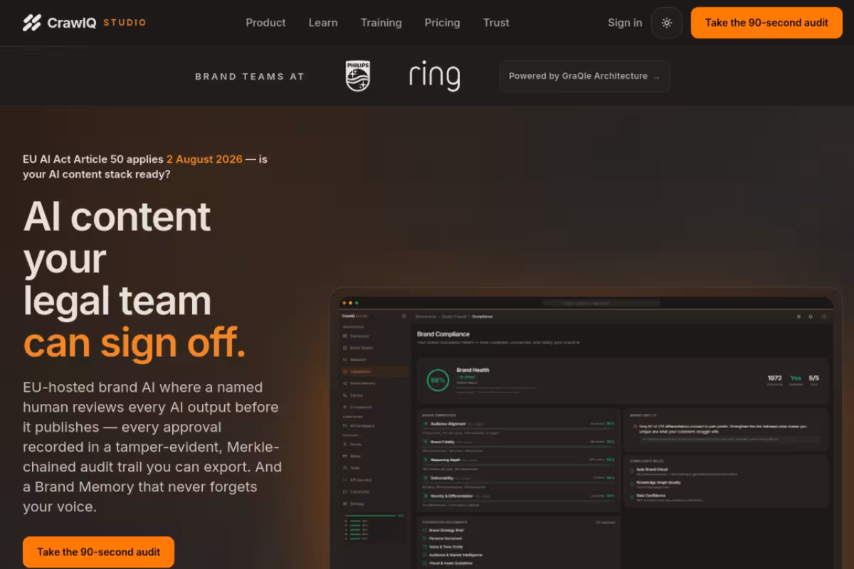 CrawlQ Studio homepage screenshot