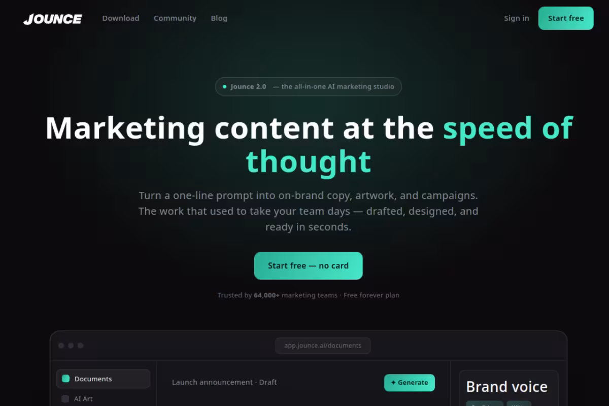 Jounce homepage screenshot