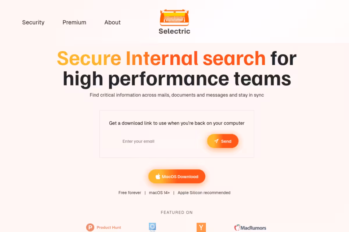 Selectric homepage screenshot