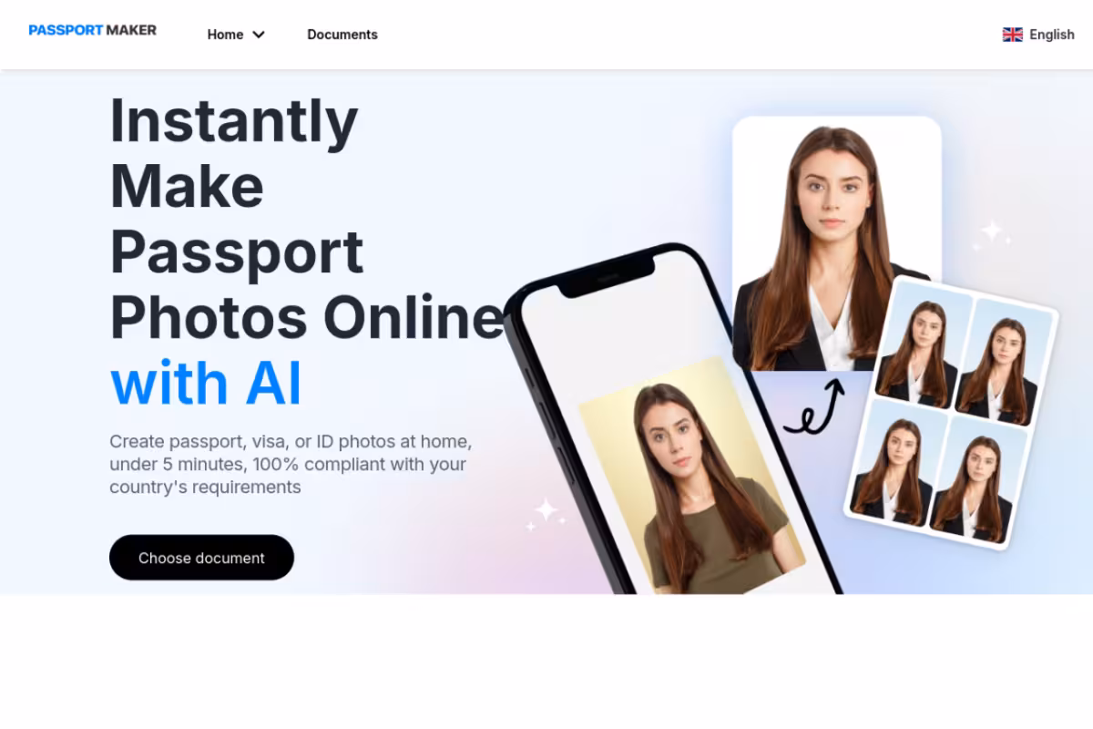 Make The Perfect Passport Photo with AI in Seconds homepage screenshot