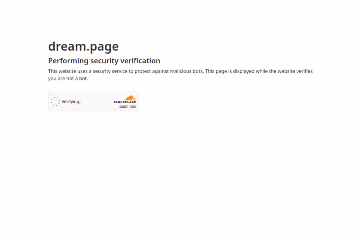 Dream Page homepage screenshot