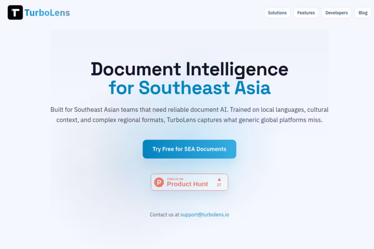 TurboLens homepage screenshot