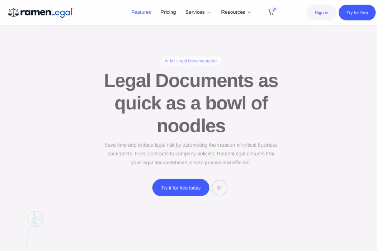 RamenLegal homepage screenshot