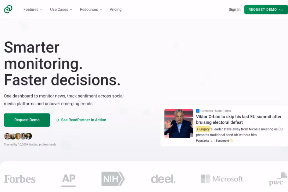 ReadPartner homepage screenshot