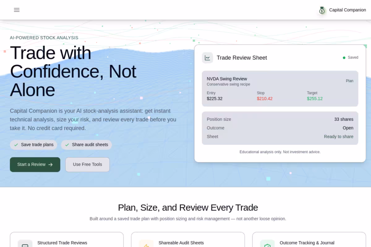 Capital Companion homepage screenshot