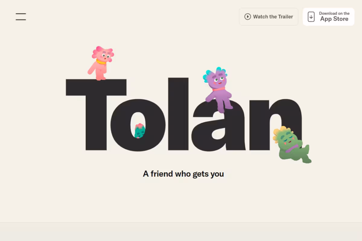 Tolan homepage screenshot