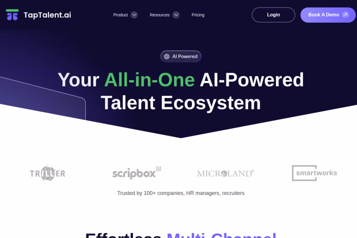 TapTalent.ai homepage screenshot