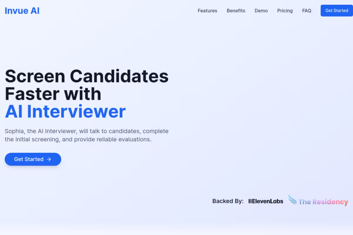 Invue AI homepage screenshot
