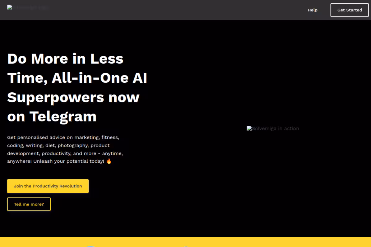 Solvemigo homepage screenshot