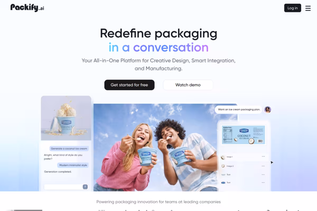 Packify homepage screenshot