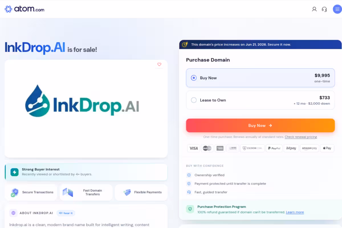 InkdropAI homepage screenshot