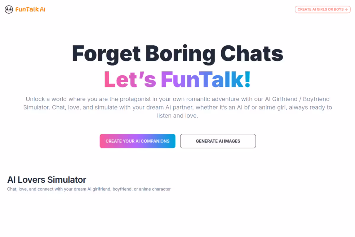 FunTalk AI homepage screenshot